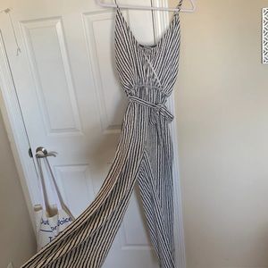 Navy blue pinstriped jumper